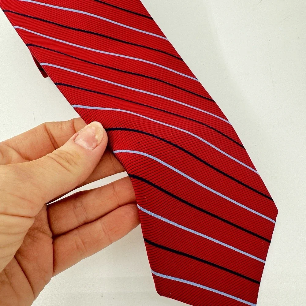 Brooks Brothers Red Rep Stripe 100% Silk Tie 3.75 Classic Wide USA Made 61